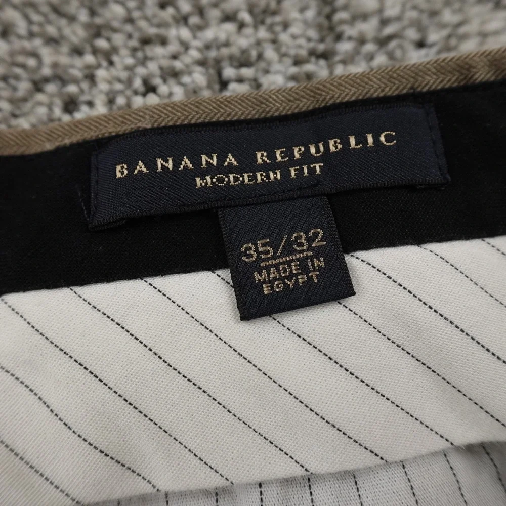 Banana Republic Pants Mens 35X32 Brown Wool Chino Dress Trouser Slacks Flat Work